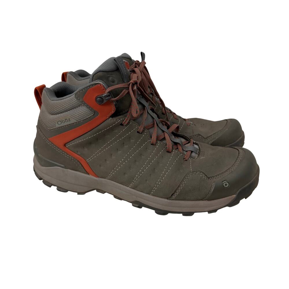 Oboz Boots Mens Size 12 Sypes Mid Leather BDry Waterproof Gray Orange Hiking